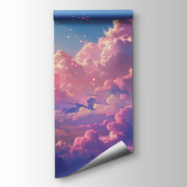 Colorful sky with clouds and hearts Colorful sky with clouds and hearts