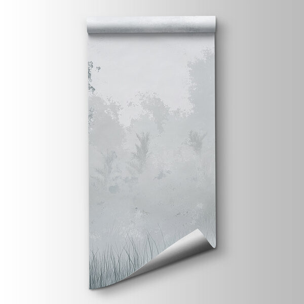 Foggy forest with trees