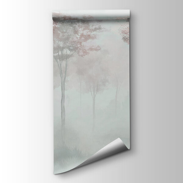 Foggy forest with trees