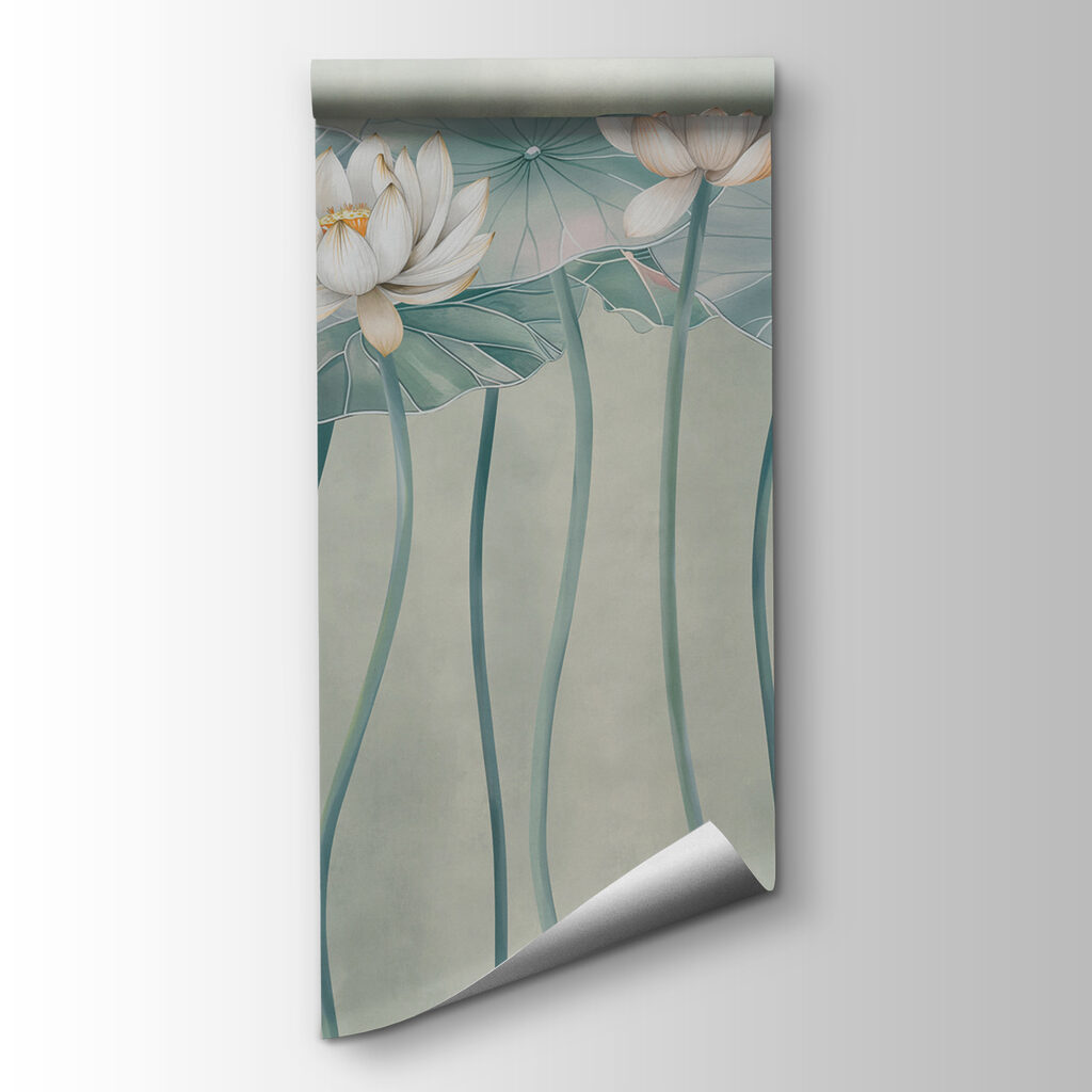 Group of white flowers and green leaves