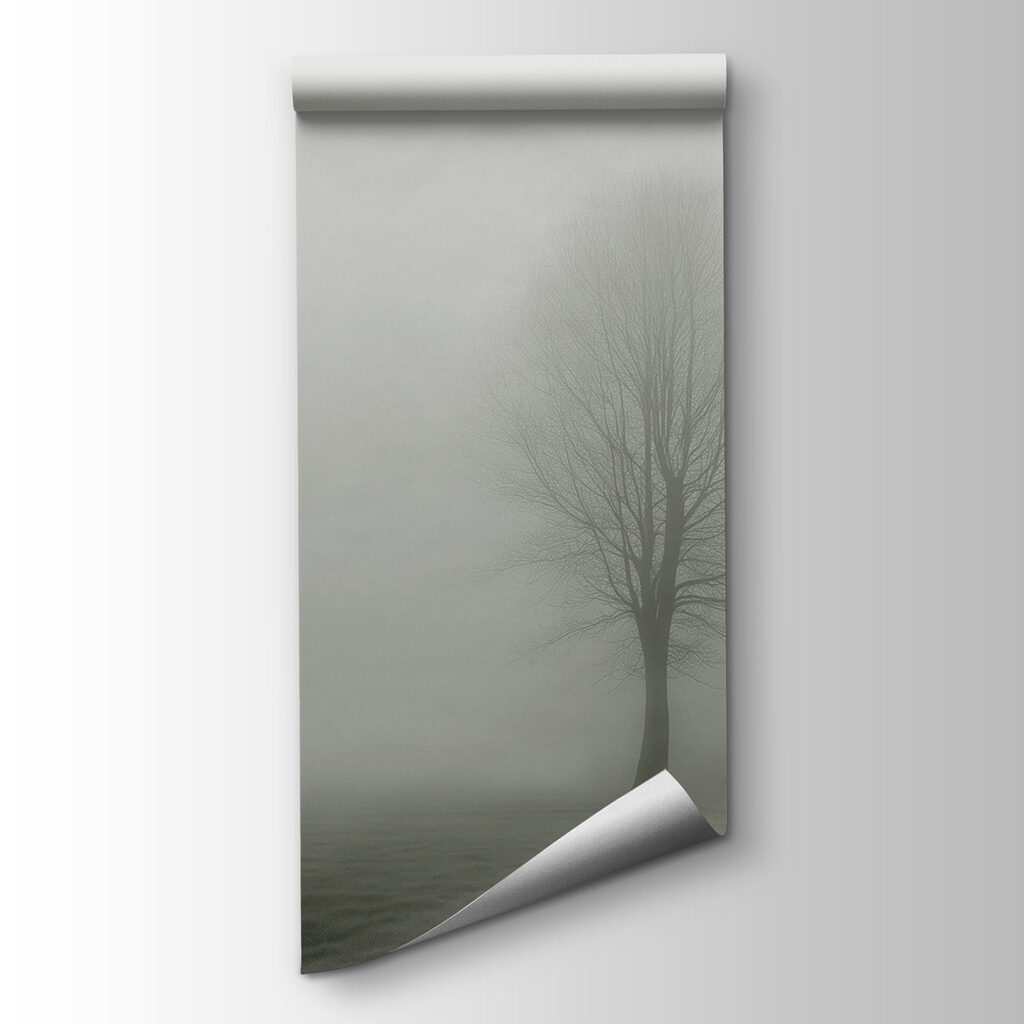 Tree in a foggy field