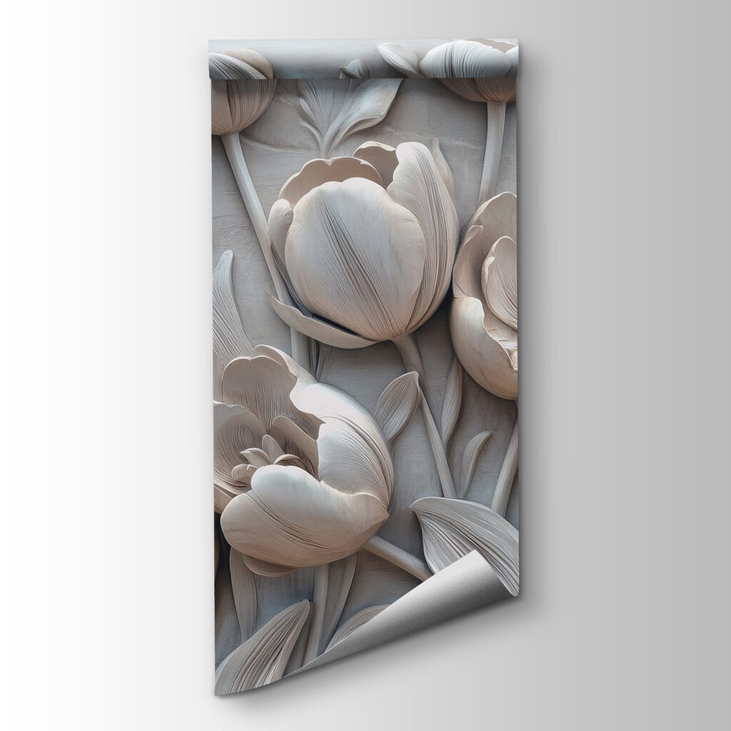 White flower carving on a wall White flower carving on a wall