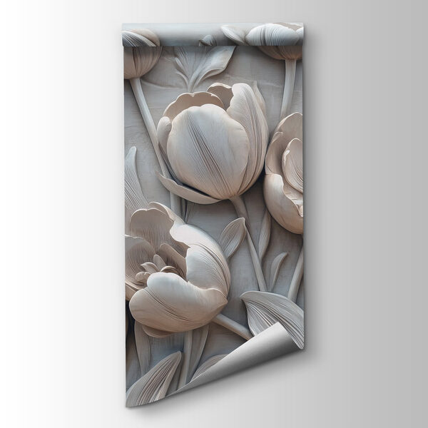 White flower carving on a wall White flower carving on a wall