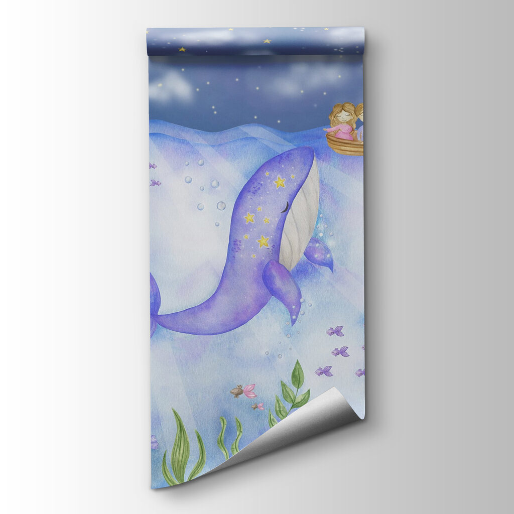 Whale and jellyfish under the sea Whale and jellyfish under the sea