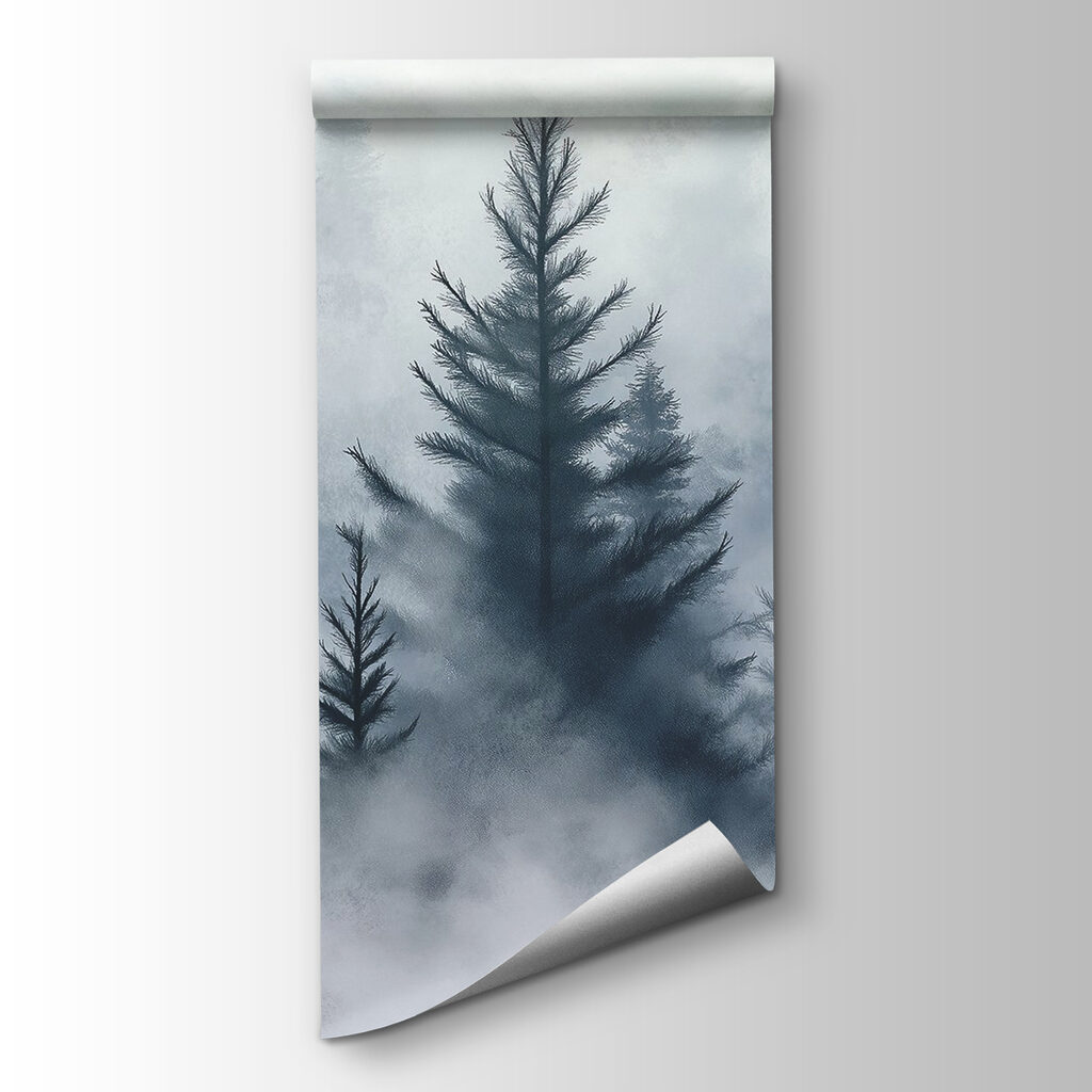 Group of trees in the fog