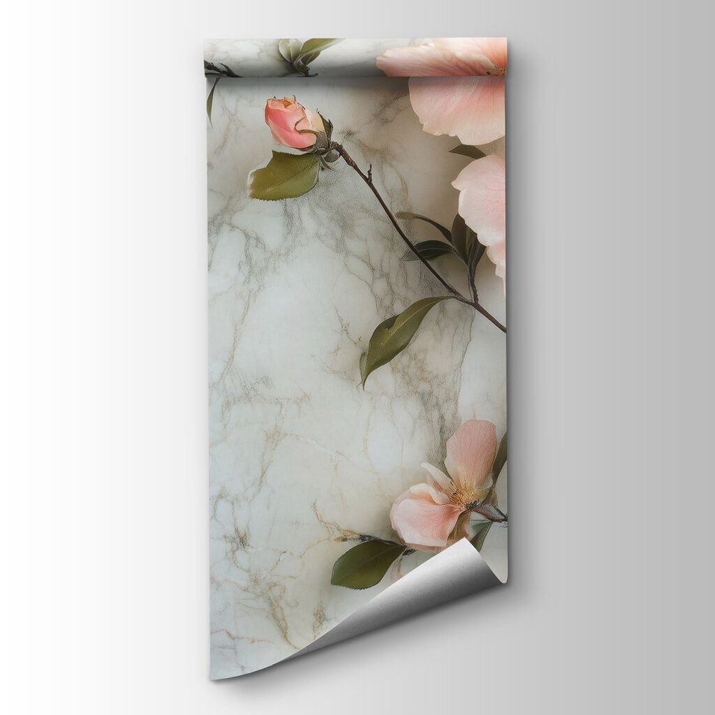 Group of pink flowers on a marble surface Group of pink flowers on a marble surface