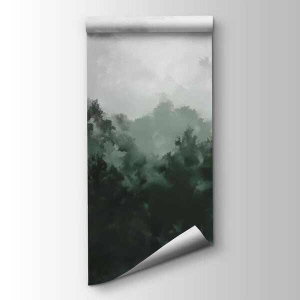 Foggy forest with trees