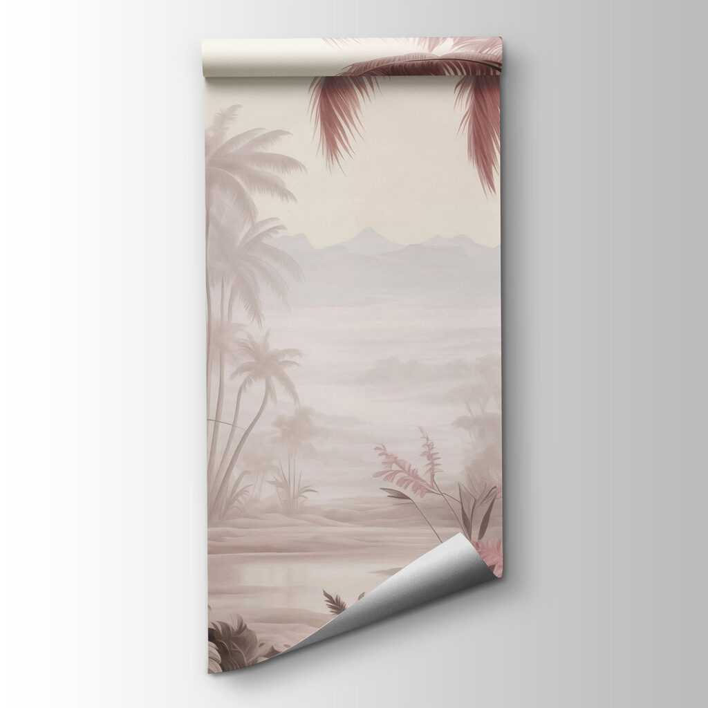 Landscape with palm trees and mountains