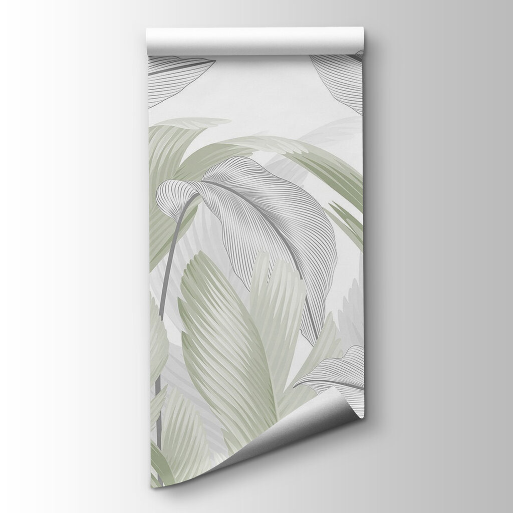 Elegant green leaves on a white backdrop