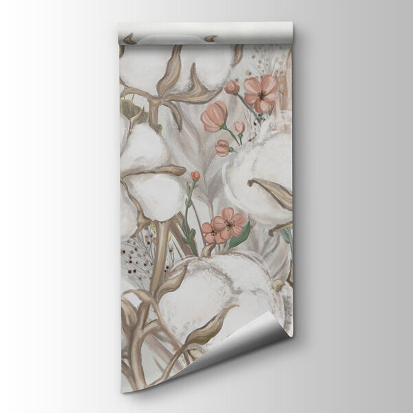 Floral cotton field in soft hues