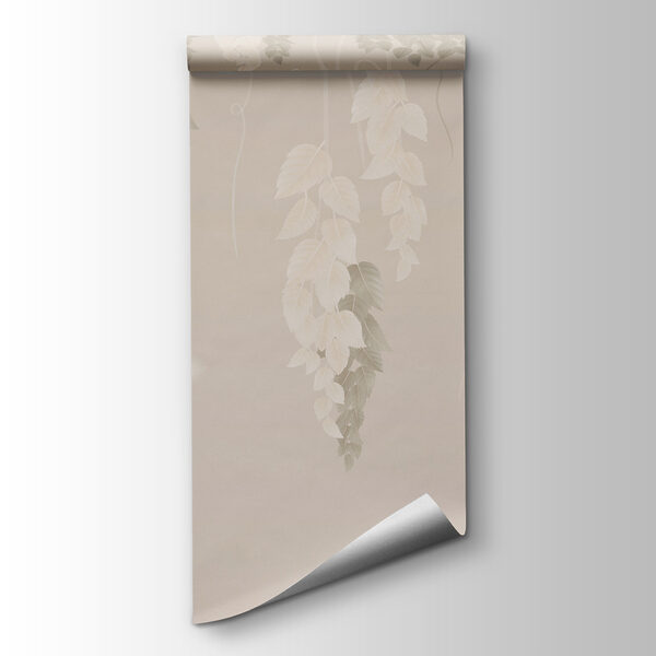 Wallpaper with leaves and butterflies