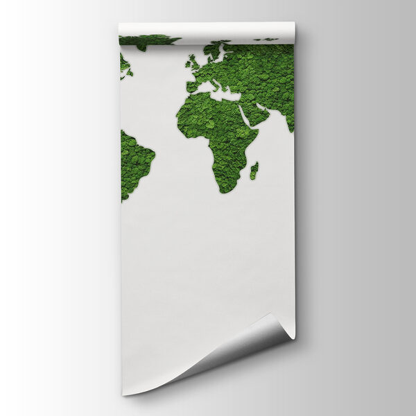 Map of the world made of green plants