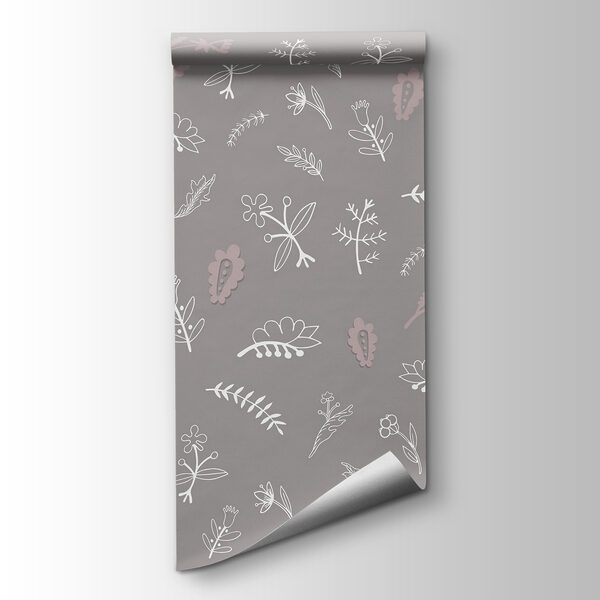 Grey background with white flowers