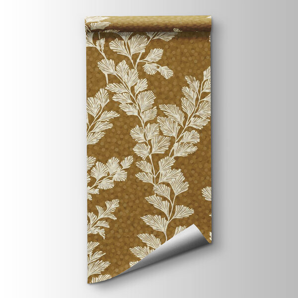 Pattern of white leaves on a brown background