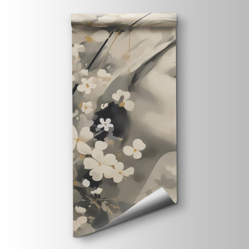 Gentle beauty in floral embrace Gentle beauty in floral embrace