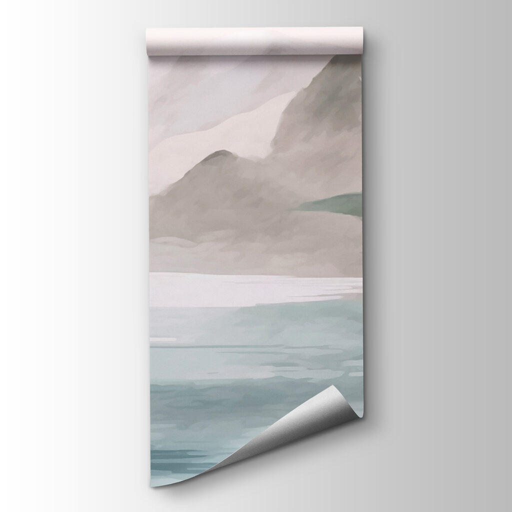 Painting of a mountain and water Painting of a mountain and water