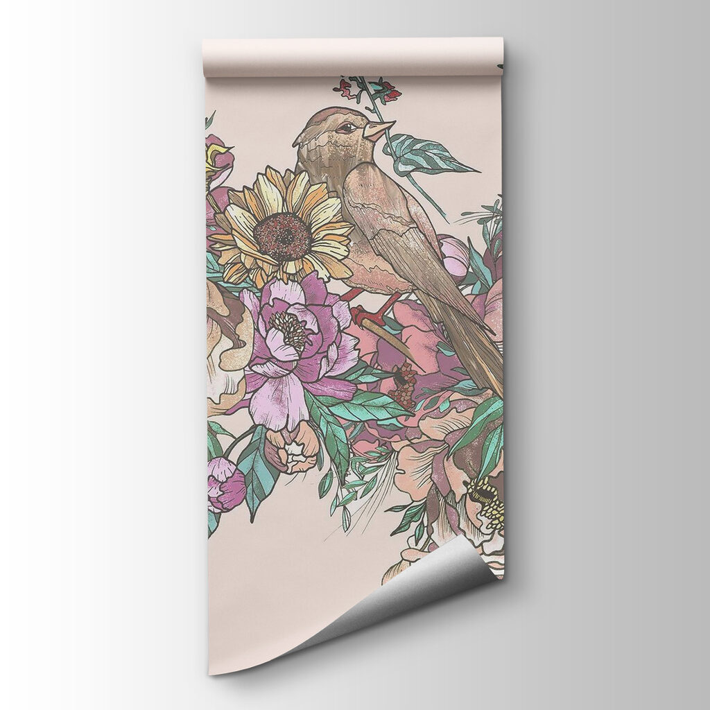 Bird sitting on a bouquet of flowers