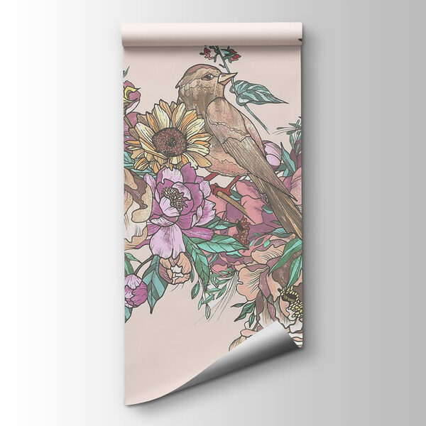 Bird sitting on a bouquet of flowers