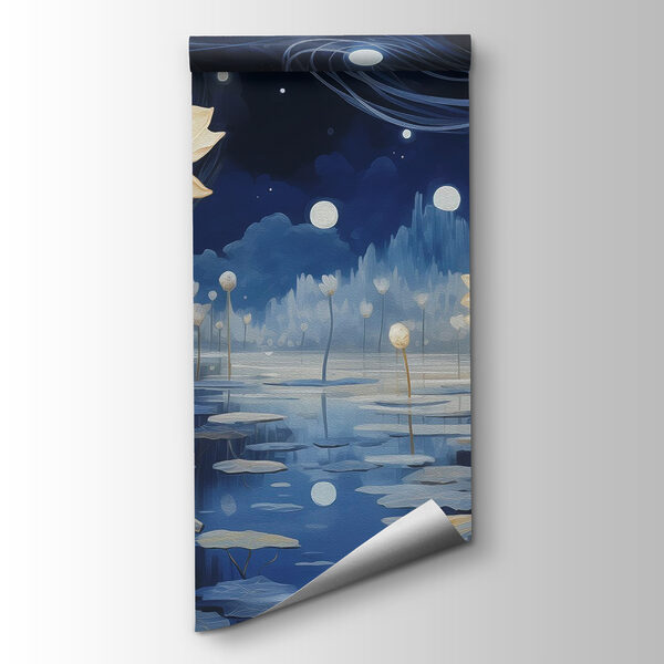 Painting of flowers in a pond