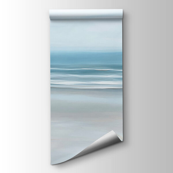 Beach with grass and waves