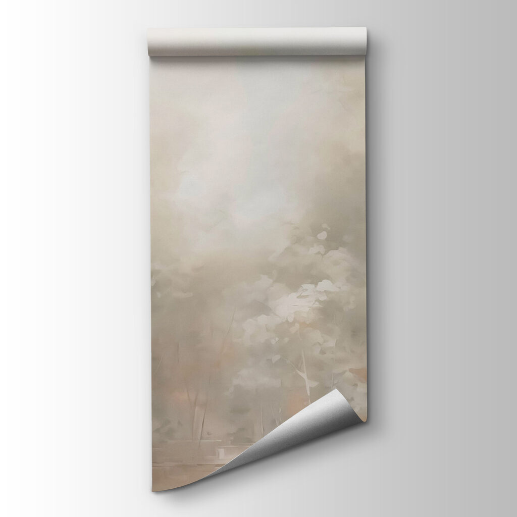 Painting of trees in fog