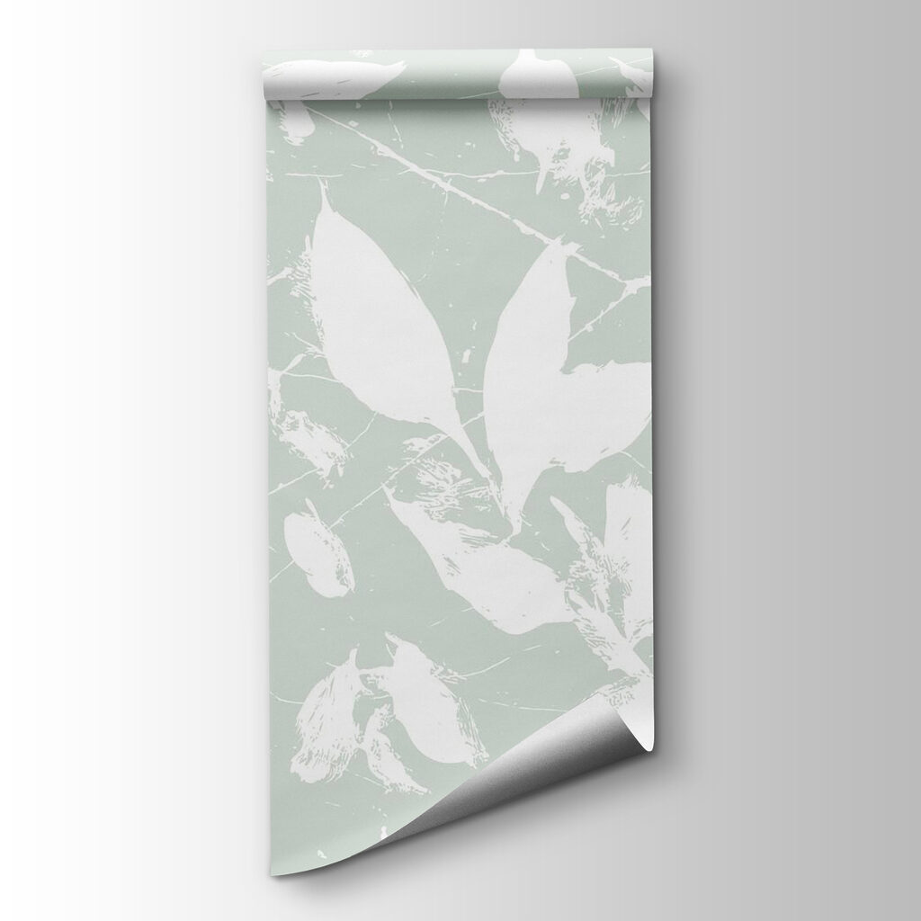 White leaves on a light green background