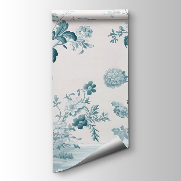 Wallpaper with flowers and trees