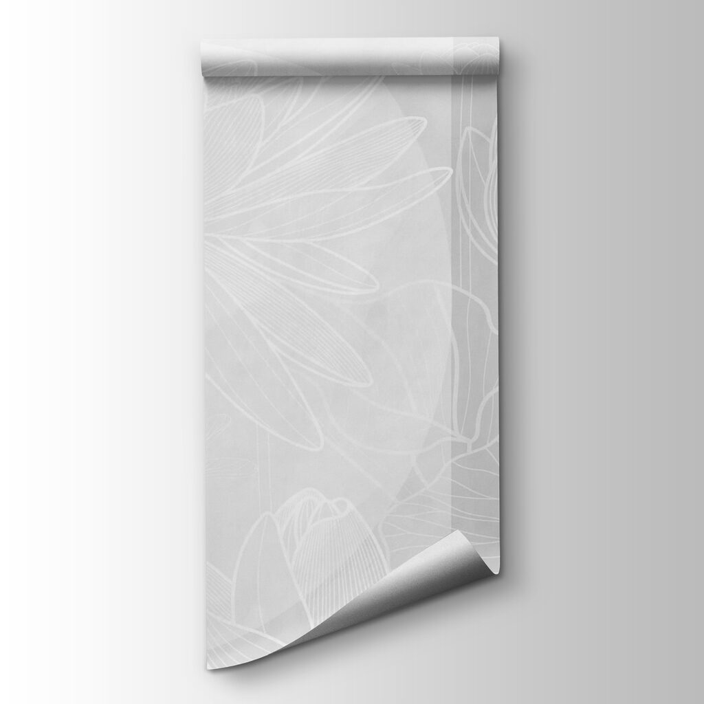 White flower drawing on a grey background