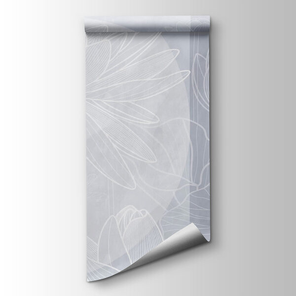 White flower drawing on a grey background