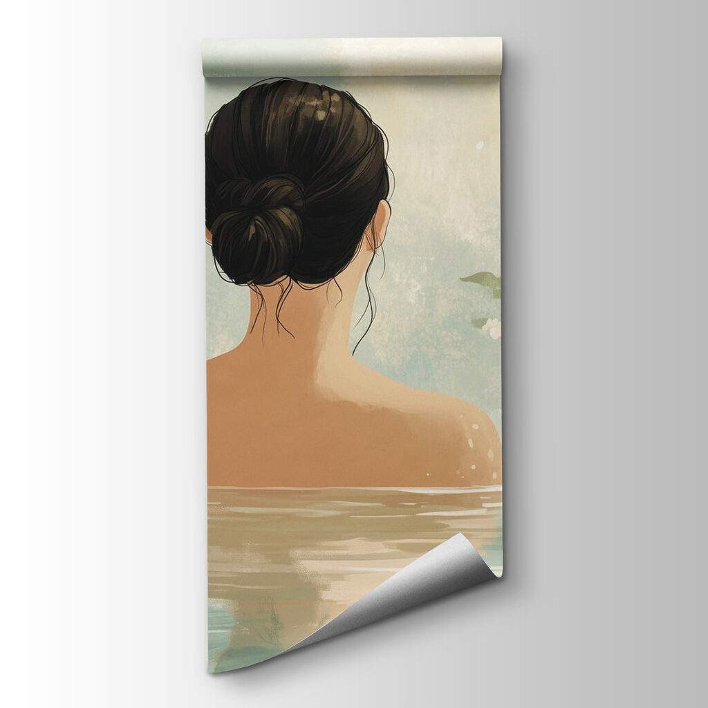 Woman in water with flowers