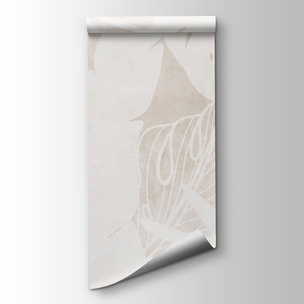 White leaf pattern on a white surface