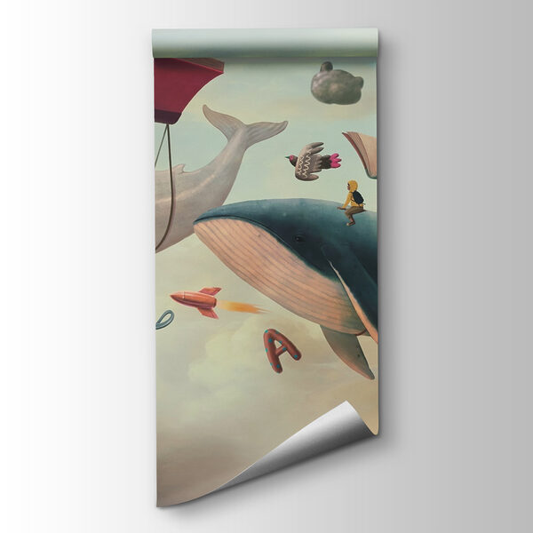 Whale and whale with books and a book on them