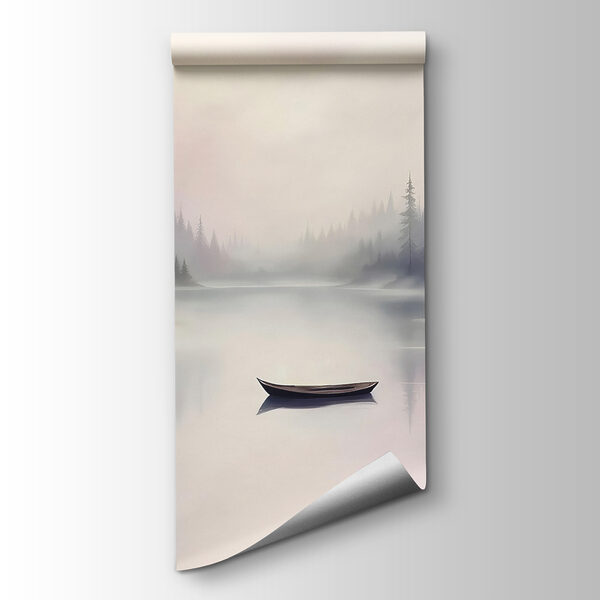 Boat on a lake with trees in the background