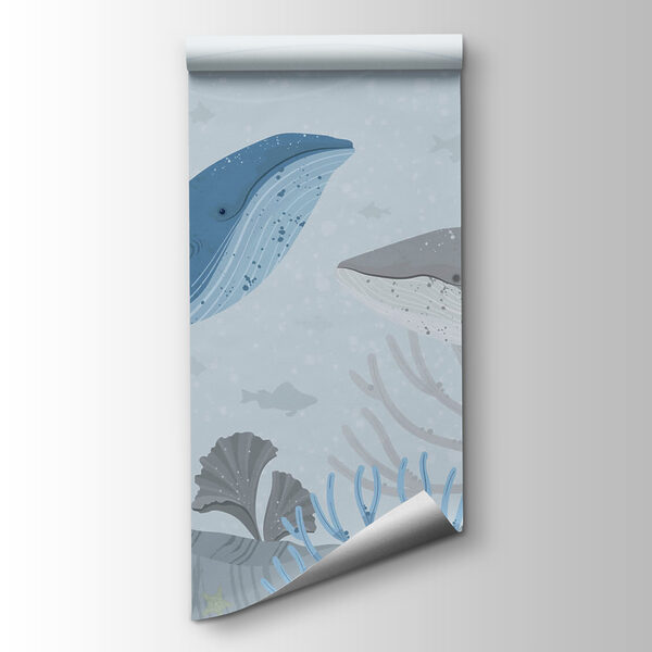 Whale and whale swimming in the ocean