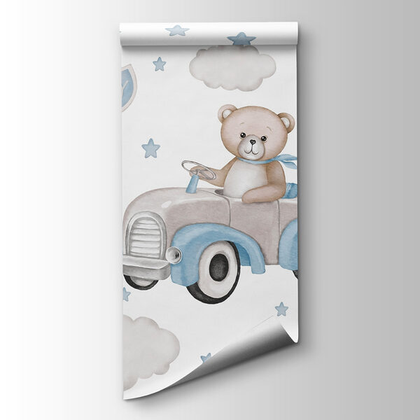 Teddy bear driving a car with balloons Teddy bear driving a car with balloons