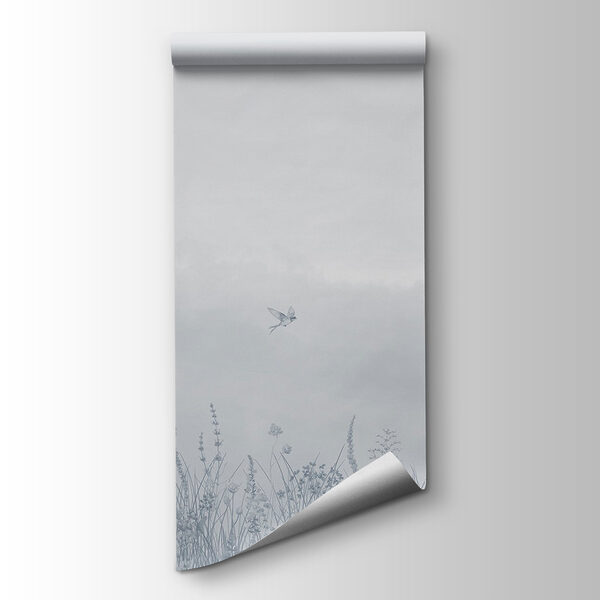 Bird flying over a field of flowers Bird flying over a field of flowers