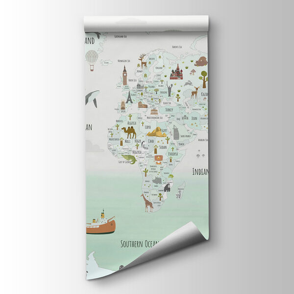 Map of the world with animals Map of the world with animals