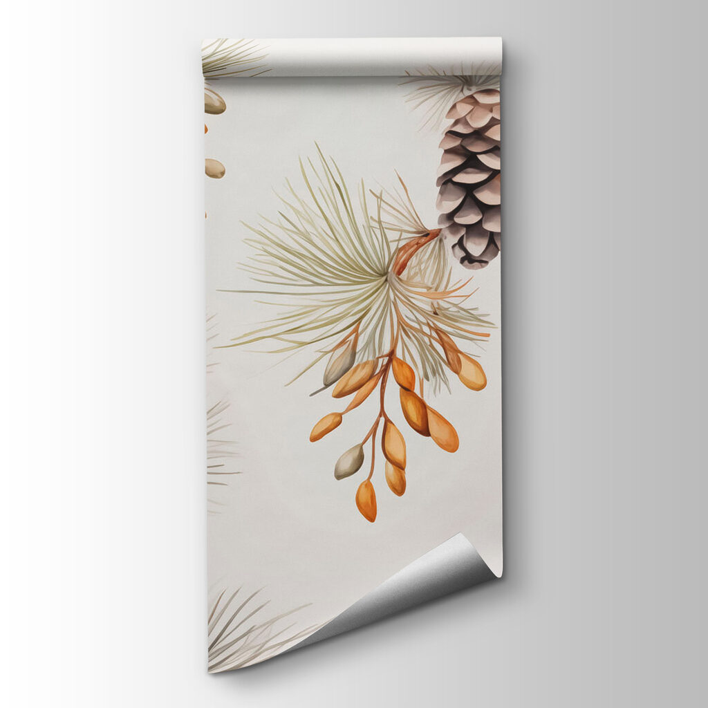 Pattern of pine cones and needles