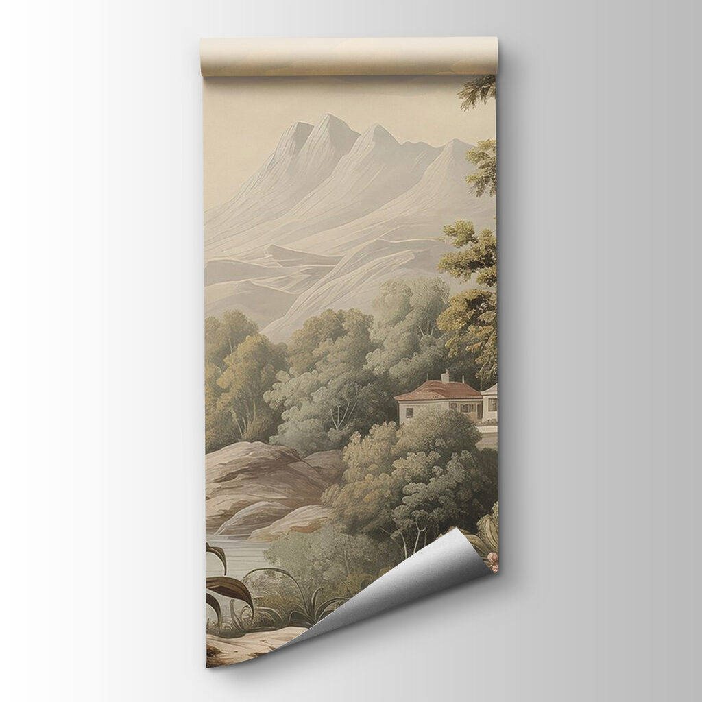 Landscape with trees and flowers