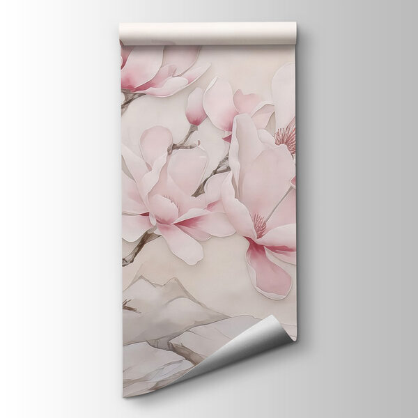 Painting of a tree with pink flowers