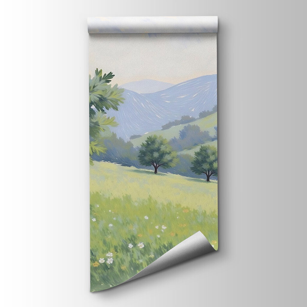 Landscape with trees and hills