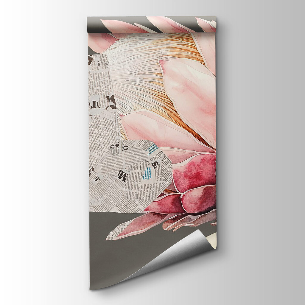 Flower with leaves and a newspaper