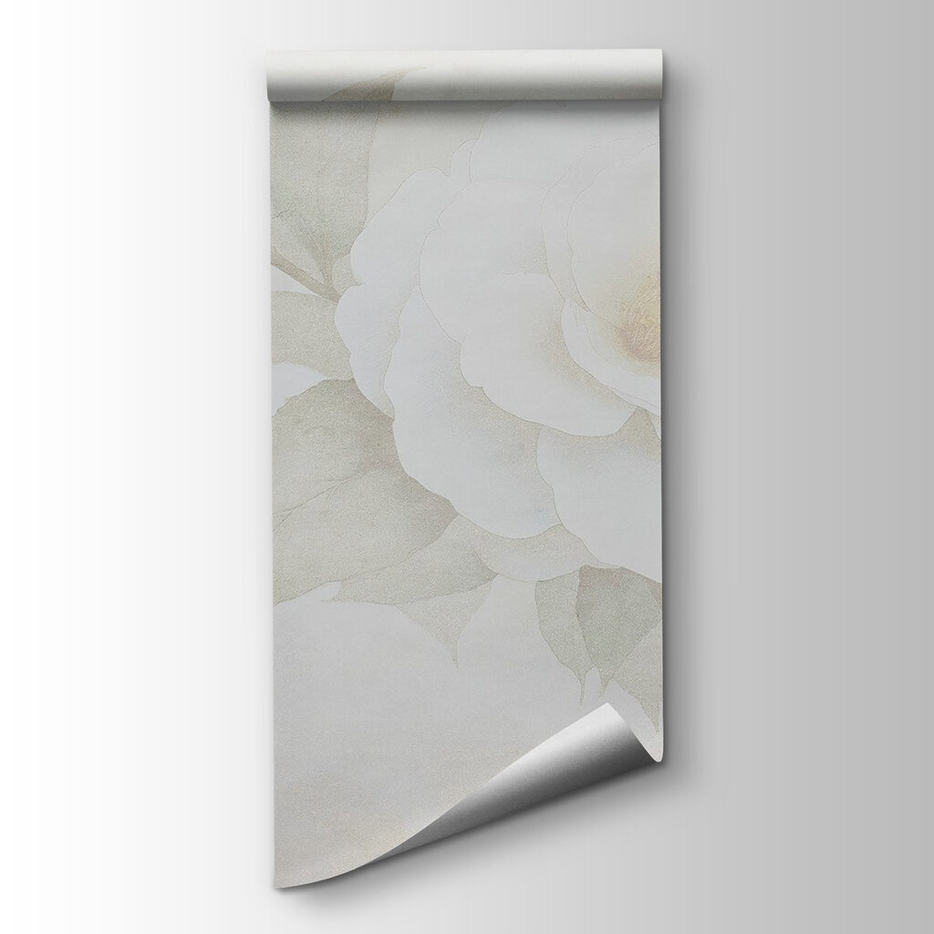 White flower with green leaves