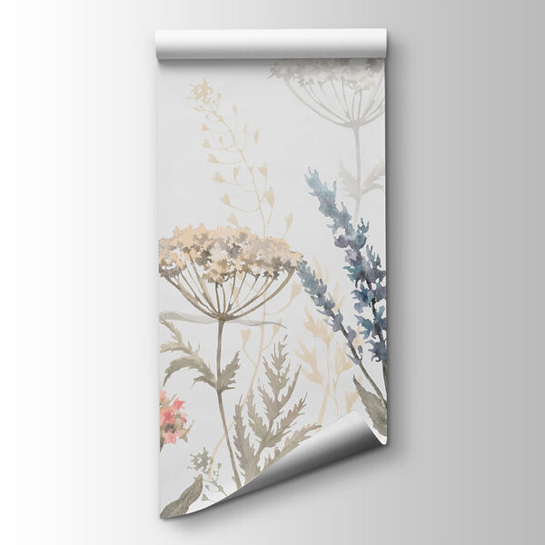 Watercolor painting of flowers and plants