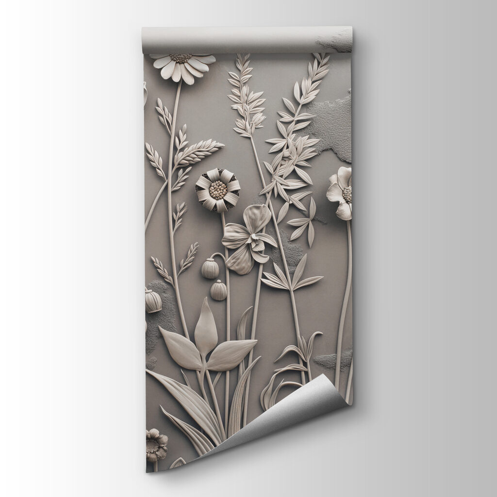 A wall art with flowers and plants A wall art with flowers and plants