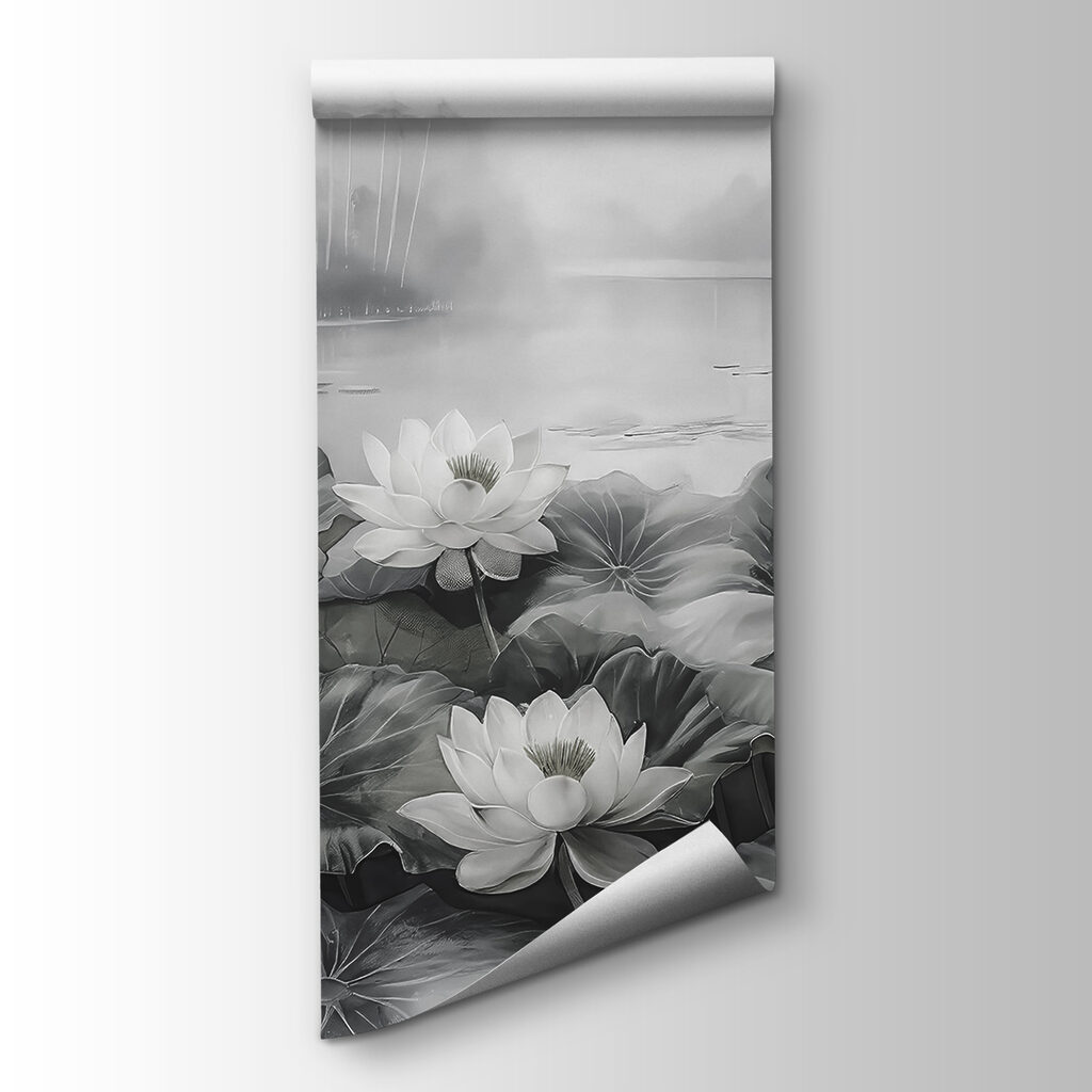 Group of white flowers on a lake