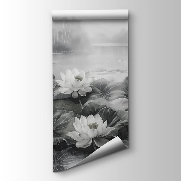 Group of white flowers on a lake