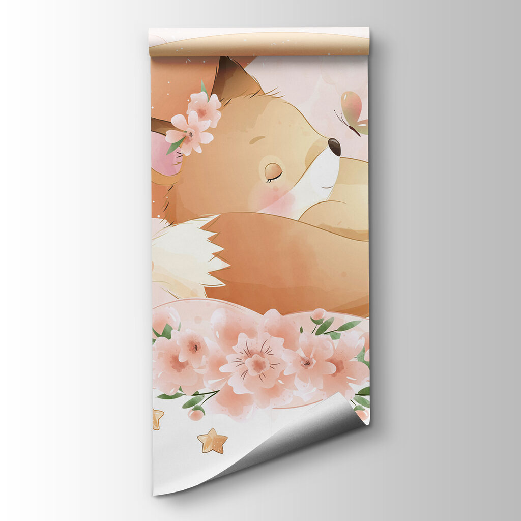 Cartoon of a fox sleeping on the moon