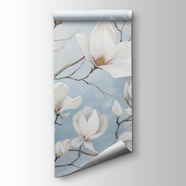 Painting of white flowers on a branch Painting of white flowers on a branch