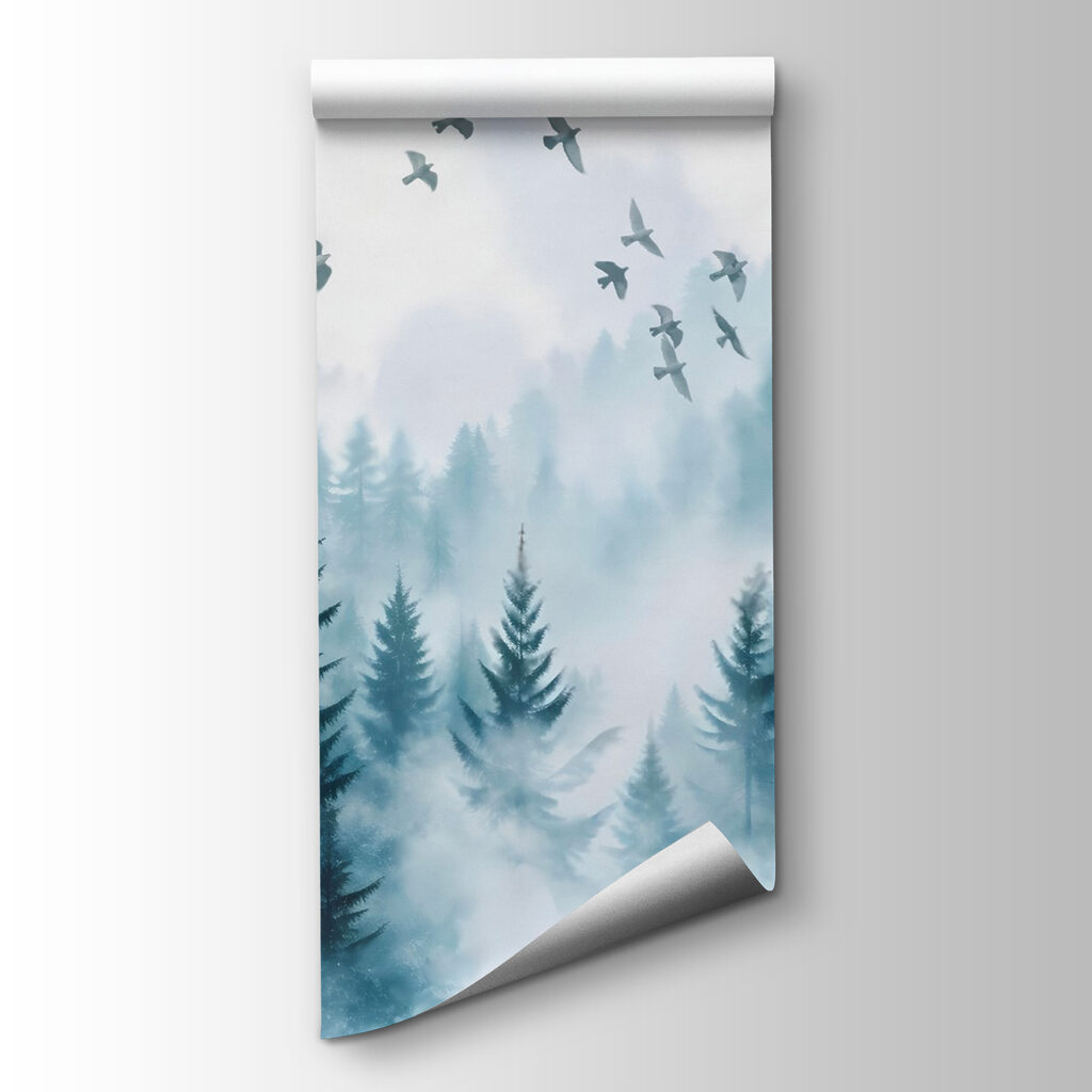 Birds flying over a forest